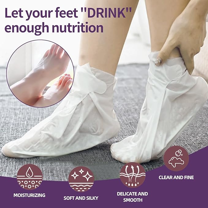 Moisturizing Foot Mask 5 Pack,Hydrating Foot Masks for Dry Cracked Feet,Moisturizing Socks Dry Skin Moisturizer for Soft and Smooth Touch Feet,Foot Care Spa Gifts for Women Men Mother's Day Gifts