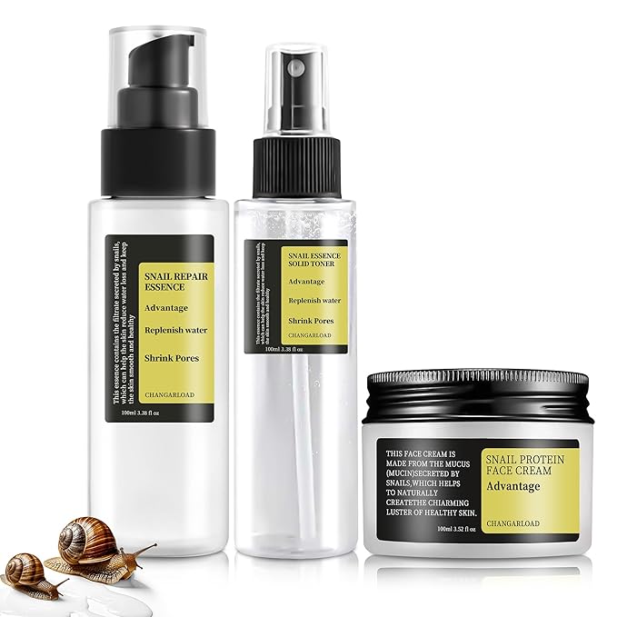 Advanced Snail 96% Mucin Power Essence Set – Korean Skincare Set for Women, Includes Snail Mucin Serum,Hydrating Toner & Face Cream, Moisturizing & Skin Renewal, 3PCS Travel Size Toiletries