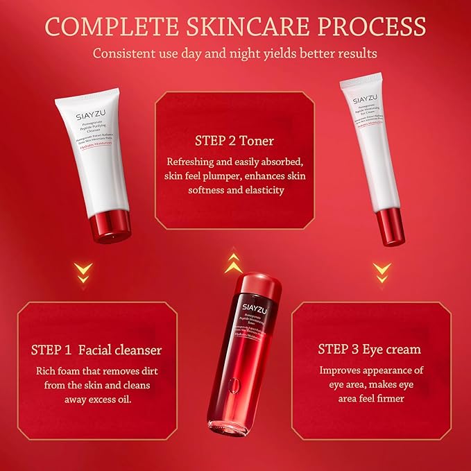 Facial Skin Care Set Anti-Wrinkle Beauty & Personal Care with Cleanser, Toner, Lotion, Essence, Face Cream, Eye Cream, Gift Sets Care Package for Women Mother girls Travel Skincare Kits