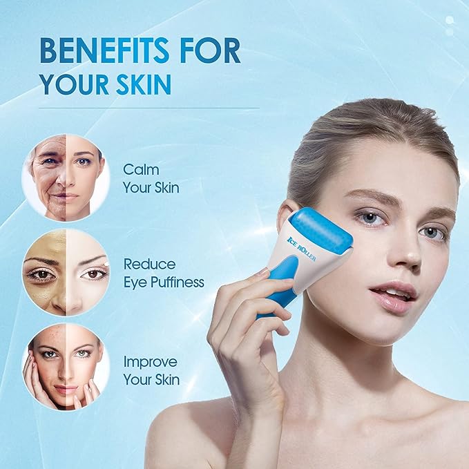 AECW (Jade Roller + Ice Roller) 2 in 1 Ice Roller for Face & Eye Puffiness Relief and Jade Roller for Face Eyes Body Neck Facial Massage Tool Roller