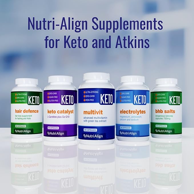 Nutri-Align Hair Defence Biotin Complex for Keto and Fasting | 90 Capsules | High Strength Hair Growth Biotin - 2500mcg Biotin per Capsule | Vitamin A, Folic Acid & Calcium