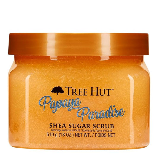 Tree Hut Papaya Paradise Shea Sugar Scrub | Exfoliating Body Scrub Removes Dead, Dry Skin for a Soft & Hydrated Feel | Nourishing Essential Body Care | 18 fl oz.