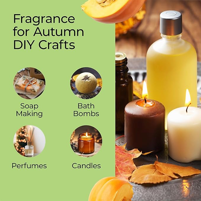 Good Essential Professional Pumpkin Pie Fragrance Oil 10 ml for Halloween, Candles, Soaps, Lotions, Perfume 0.33 fl oz - Pumpkin Scent for Candles & Diffusers