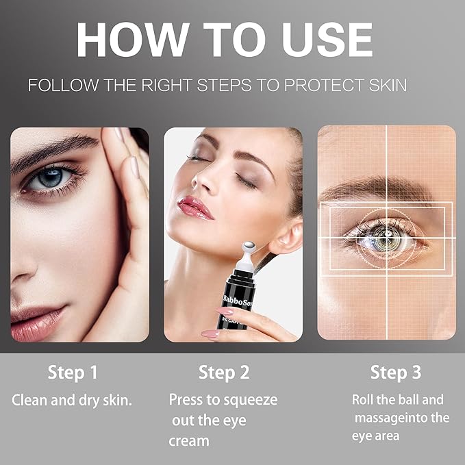 Caffeine Eye Cream - Eye Serum with 5% Caffeine & 5% Retinol Anti-Aging Formula with Hyaluronic Acid Niacinamide & Peptides for Dark Circles, Puffiness & Fine Lines – 360° Massage Roller Ball