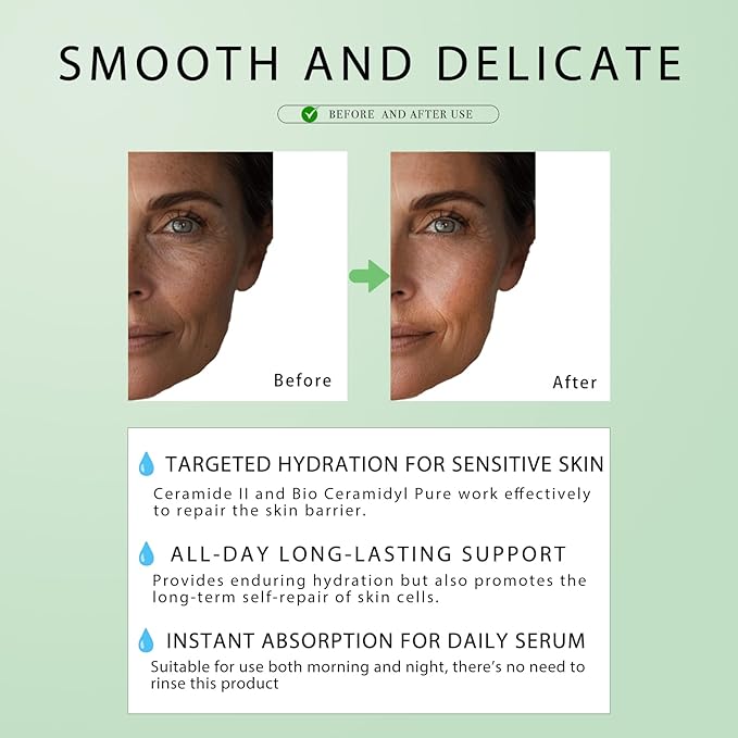 French Sea Fennel Ceramide Serum, Hydrates and Restores Skin Barrier, Formulated with Ceramides & Marine Sugar Lipids, Anti-Aging, Designed for Sensitive Skin, Fragrance Free - 1.69 Fl.oz