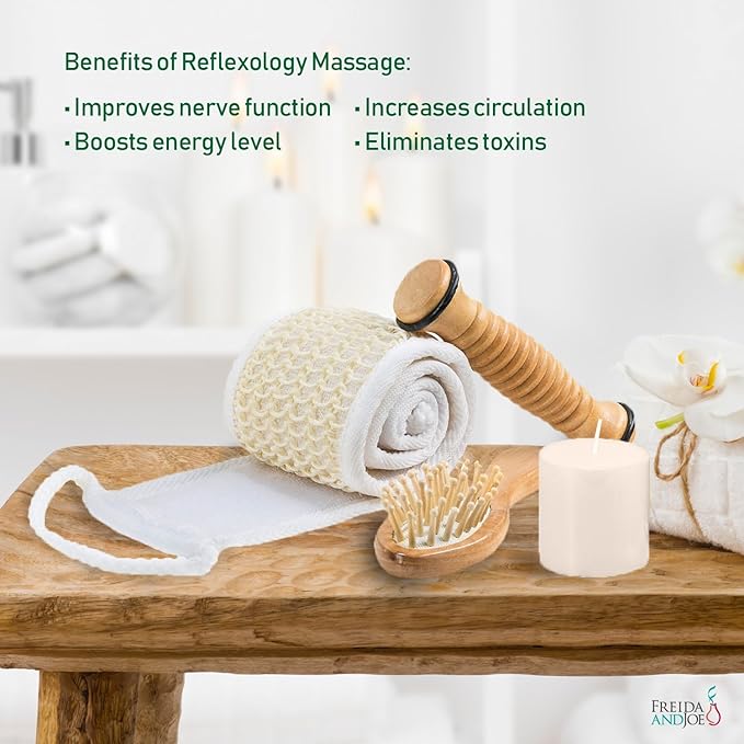 Wooden Massage & Reflexology Kit for Women at-Home Spa Kit for All-Over Body Relaxation & Rejuvenation with Fresh Cucumber Melon Aromatherapy Bath & Body Set Mother’s Day Gift for Mom