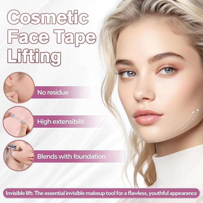 Face Tape Lifting Invisible, Face Lift Tape 140Pcs, Neck Tape Facelift Tape for Face Invisible Use Before Makeup, Facial Tape Face Lift for Lifting Sagging Skin Wrinkle Neck Double Chin Jowls Eyes