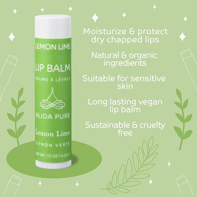Citrus Lip Balm Collection, Vegan Lip Balm Set, Bees Wax Free, Coconut Oil Free, Avocado Oil, Organic Jojoba Oil, Vitamin E, Natural Moisturizer For Dry Cracked Lips, 3 Tube Set