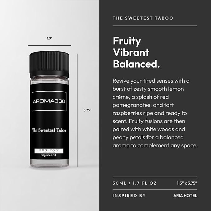 Aroma360 The Sweetest Taboo Pro Pod 50ML - Luxury Aromatherapy Scent Diffuser Oil - Hints of Lemon Crème, Pomegranates, & Raspberries - for Essential Oil Diffusers - for Home & Office
