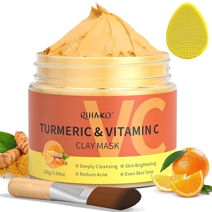 Turmeric Vitamin C Clay Mask| Deep Cleansing Facial Clay Mask for Dark Spots, Dull Skin, Refining Pores and Controlling Oil,Dark Spot Remover for Face,Face Masks Skincare-Gift for Him & Her