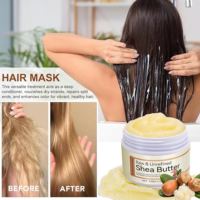 African Shea Butter 4.2oz Ivory Grade A Pure Natural Raw & Unrefined Body Butter for Dry and Cracked Skin - Moisturizing Shea Butter - Deep Nourishing Body Hair and Face