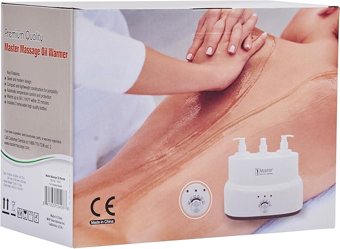 Master Massage 3-Bottles Massage Oil, Lotion, Cream Warmer Heater with Empty Bottles- Massage Cream Heating Device- Salon SPA Massage Body Therapy, White