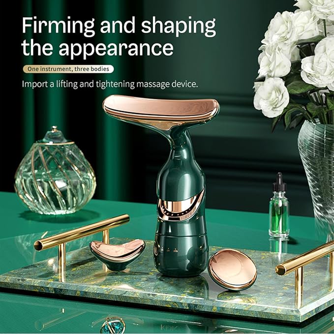 MMRH Firming Wrinkle Beauty Devicer for Facial/Neck/Eye, Multifunctional Vibration Massage Instrument, 3-in-1 Facial Skincare Instrument for Skin Care for Improve,Smooth and Tightening Skin