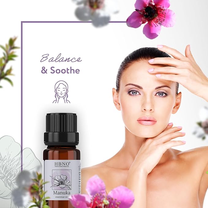 HBNO Manuka Essential Oil - 1/3 oz (10 ml) Travel Size - Natural Oil - Perfect for Cleaning, Aromatherapy, DIY, Soap and Diffuser