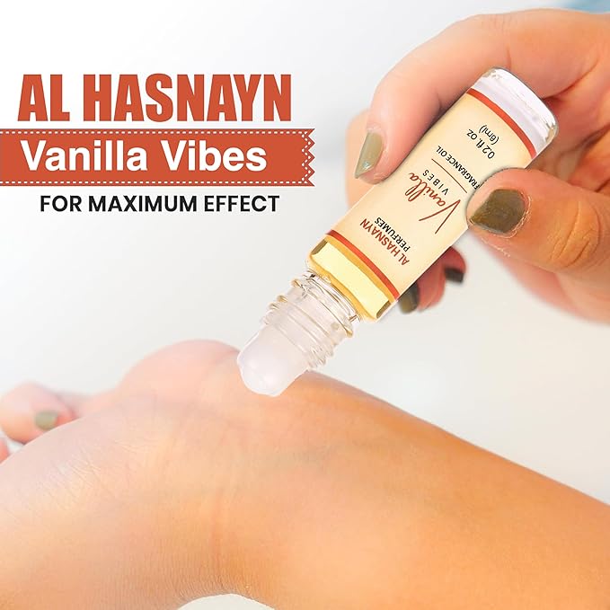 AL-HASNAYN Vanilla vibes Fragrance Oil Roll-On Perfume 6ML 0.20 fl oz |Rollerball perfume |Alcohol free| Long Lasting | Gifts for men women|