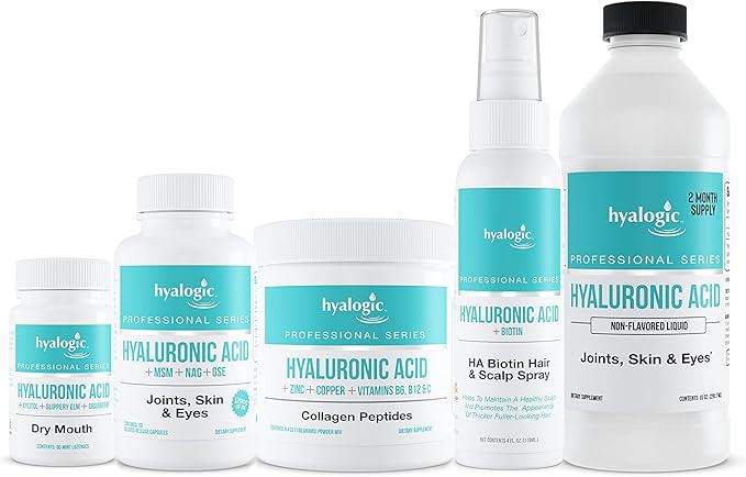 Hyalogic Professionals Series - Hyaluronic Acid Supplement for Whole Body Hydration - 100 mg Ingestible HA Liquid Supplement; Odorless, Tasteless & Preservative Free for Skin & Eyes - 10 oz