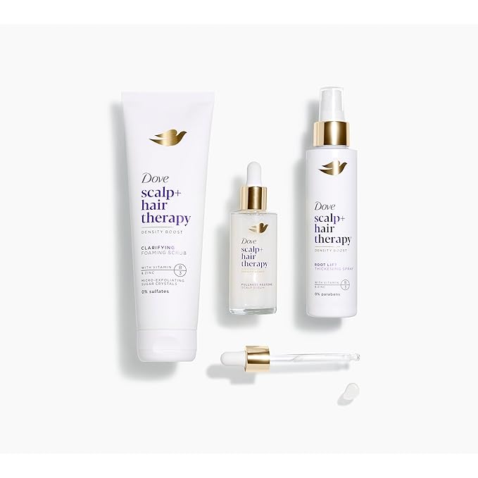 Dove Density Boost Clarifying Foaming Scrub Scalp + Hair Therapy for gentle scalp exfoliation, with Vitamin B3, Zinc and 0% sulfates, 9 oz