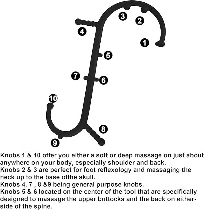 Massage Trigger Point Cane, Muscle Release Tool Self Massage Hook Cane, Handheld Back, Neck, Shoulder, Leg and Feet Massager Rod, Body Deep Tissue for Men & Women, Black