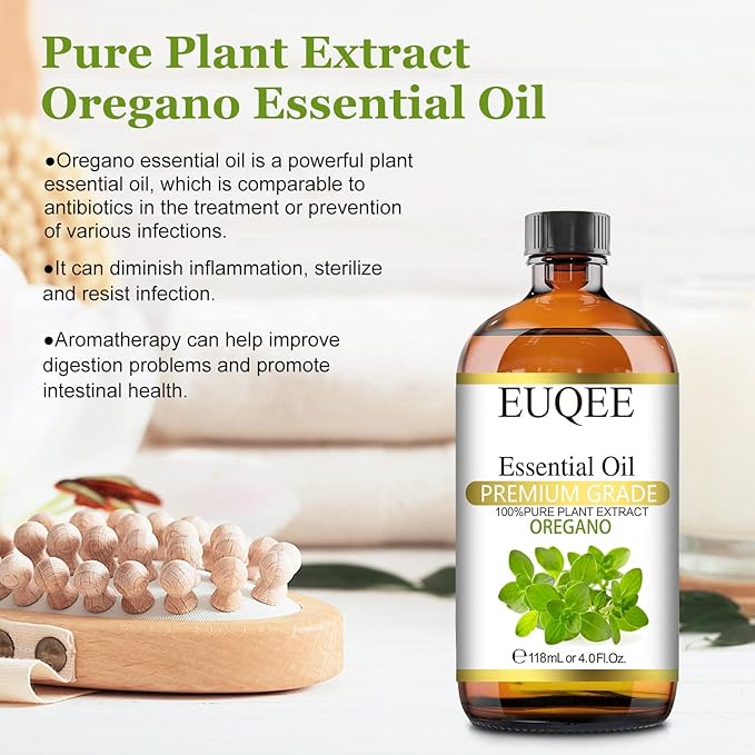 Oregano Essential Oil 4oz / 118ML Large Capacity Oregano Oil Pure Aromatherapy Essential Oils with Glass Dropper for Candle Soap Making, Diffusers
