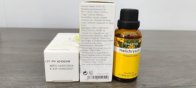 Helichrysum 1.01fl.oz Essential Oil, PHATOIL Pure Aromatherapy Oils for Diffuser, Humidifier, Perfect for DIY Soap, Candle, Bath Bombs Making(30ml)