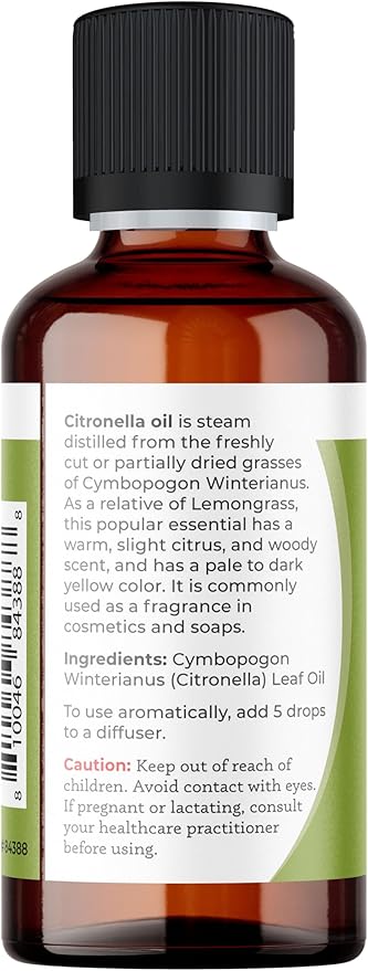 Viva Doria Citronella Essential Oil, 100% Pure, Natural Citronella Essential Oil, Undiluted, for Aromatherapy | Food Grade, 30 mL (1 Fluid Ounce)