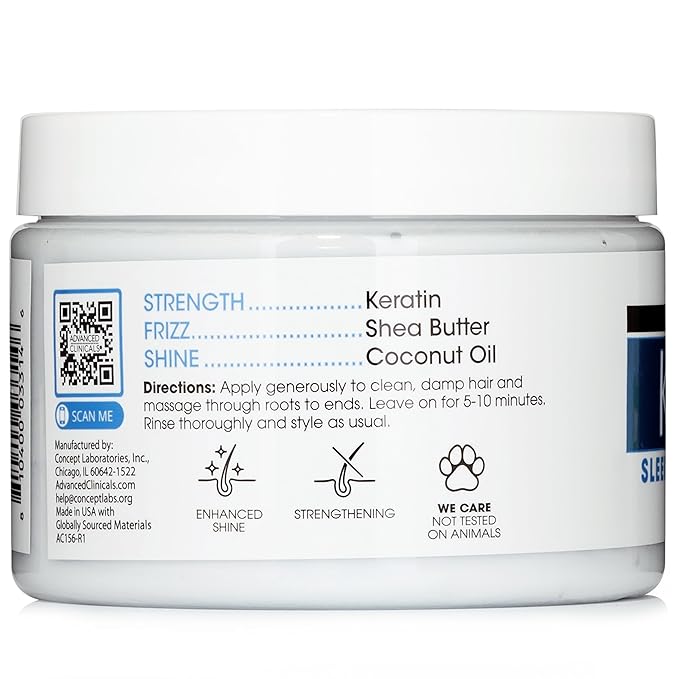 Advanced Clinicals Keratin Hair Mask Treatment, 12 Fl Oz - For Color Treated Hair, Detoxifying Keratin Conditioner To Strengthen Broken, Fortifying Hair Repair Mask With Shea Butter