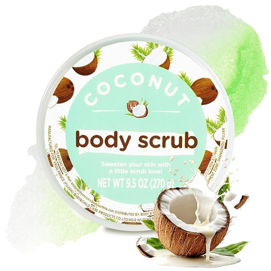 Coconut Sugar Scrub, Coconut Body Scrub, Exfoliating Body Scrub for Smooth and Moisturized Skin, Natural Gifts for Women, 9.52oz