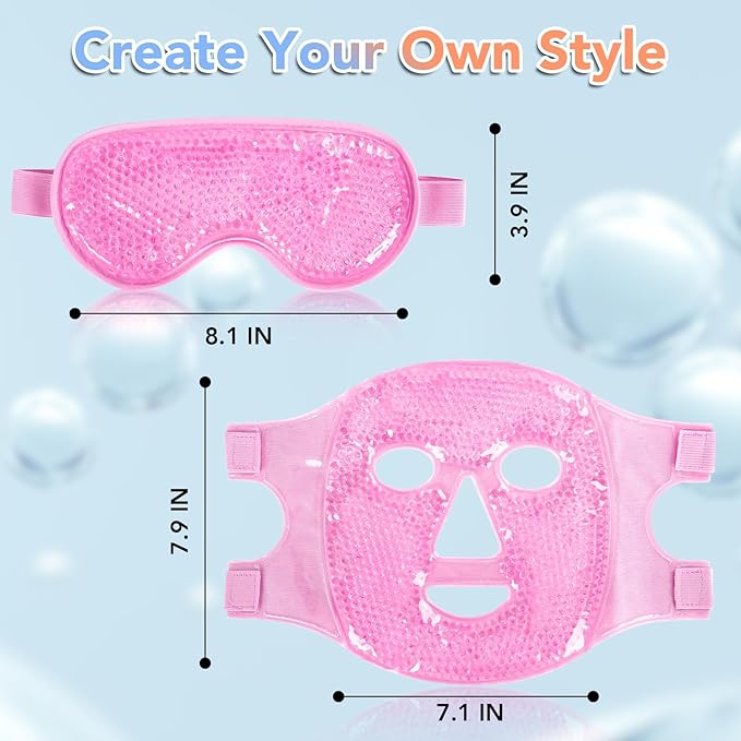 XPCARE Colding Ice Face Mask and Cooling Eye Mask for Puffy Eyes & Migraine Relief Gel Eye Mask Cool Face Ice Masks for Dark Circles Eye Surgery Sleeping Pressure Headaches Skin Care(Pink)