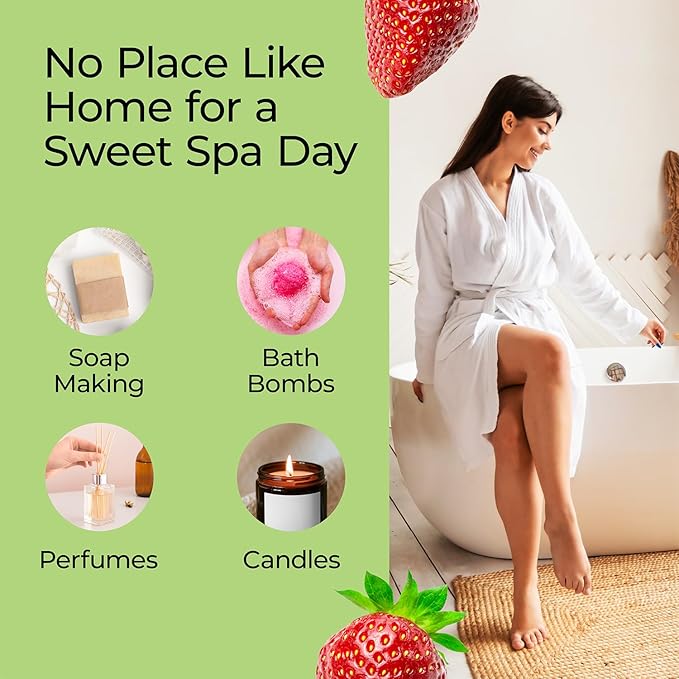 Good Essential Professional Strawberry Fragrance Oil (30ml/1 fl oz) for Diffuser, Candle, Soap & Lotion Making, Perfume for Skin Use