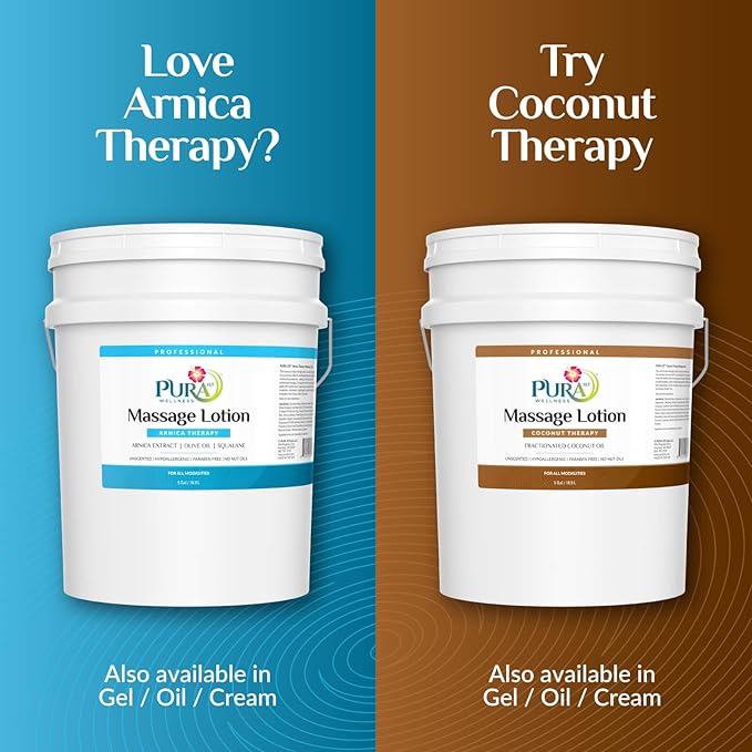 5 Gallon Arnica Massage Lotion, Hypoallergenic Formula for Muscle Relief, Unscented Deep Tissue for Physical Therapy, Natural, Recovery, Skin Hydrating, Moisturizing, Long Lasting