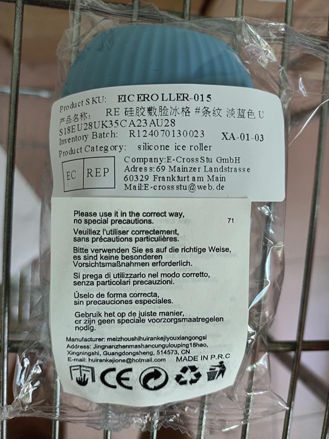 Ice Face Roller, Reusable Silicone Mold Face Massage Eye Facial Beauty Skin Care Tools Apply Ice for Shrink Pores Anti Wrinkle Reduce Puffiness Improve Skin Elasticity, Striped, Light Blue