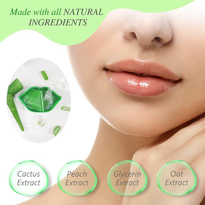 Charm Kiss 20Pcs Moisturizing Lip Mask, Lip Sleep Mask Reduces Lip Lines and Restores Moisture, Lip Mask Effectively Nourishes the Lip Skin, Gel Treatment Lip Masks Plumping Lips Mask Lip Care Products (Green)
