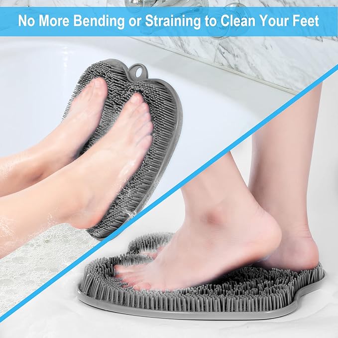 BESKAR 2Pack Shower Foot Scrubber Mat, Foot Scrubbers for Use in Shower, Cleaning & Exfoliating Your Feet No Bend