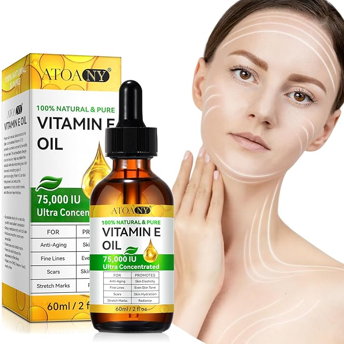 Vitamin E Oil, Natural Pure Bio Vitamin E for Skin, Face and Scars, Body Bath Oil Moisturizing Dry Skin and Winkles 2Fl Oz