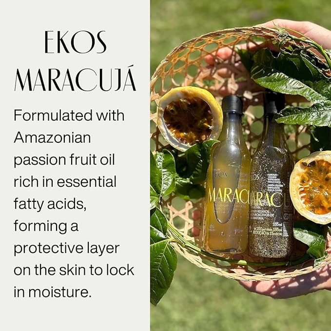 natura - Ekos Maracujá (Passion Fruit) Relieving Bundle - Triple Phase Shower Oil & Hand cream & Body Lotion - Vegan Skin Care - Brazilian Beauty Secrets - Self Care & Body Care