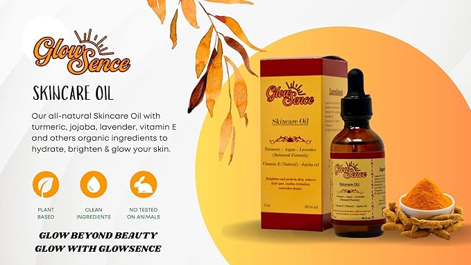 Skincare Oil - Turmeric, Argan, Jojoba, Vitamin E & Roseship - Natural Face & Body for Acne-Prone Skin, Dark spots & Scars - 100% Plant-Based skincare - 2 oz