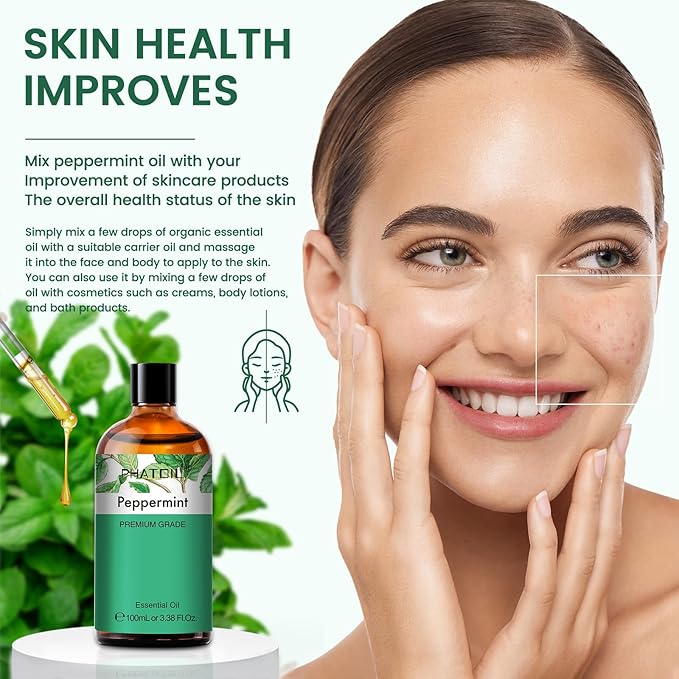 Peppermint Essential Oil, Huge 3.38 Fl Oz Pure and Natural, Premium Grade Essential Oil for Diffuser and Aromatherapy