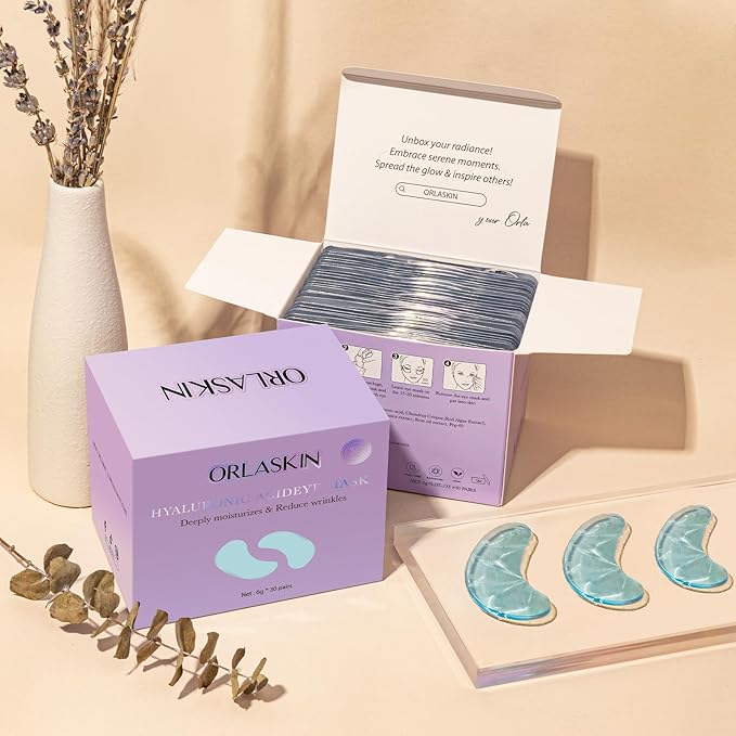 Under Eye Patches,30 Pairs Eye Mask Skin care for Dark Circles, Puffy Eyes, Undereye Bags,Wrinkles,Hyaluronic Acid Eye Treatment Skin Care for Men & Women Gift (Hyaluronic Acid)