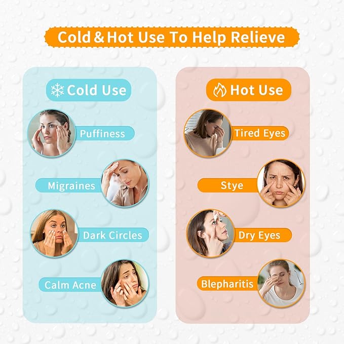 Bundle of CONBELLA 2PCS Adorable Cooling Eye Mask Gel Eye Mask, Reusable Hot Cold Therapy and Cooling Eye Mask, Gel Eye Mask for Dark Circles, Migraines, Eye Surgery, Warm Compress for Eyes