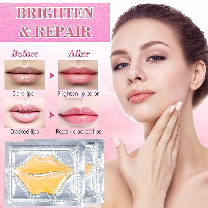 30 Pairs Lip Masks & Eye Masks, 24K Gold Gel Crystal Collagen Eye Patches for Puffy Eyes, Effectively Moisturizing & Reducing Fine Lines Dark Circle Eye, Treatments Under Eye Bags and Wrinkles