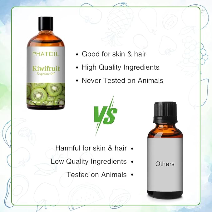 3.38FL.OZ Kiwifruit Fragrance Oils for Aromatherapy, Essential Oils for Diffusers for Home, Perfect for Diffuser, Yoga, Skin Care, DIY Candle and Soap Making - 100ml