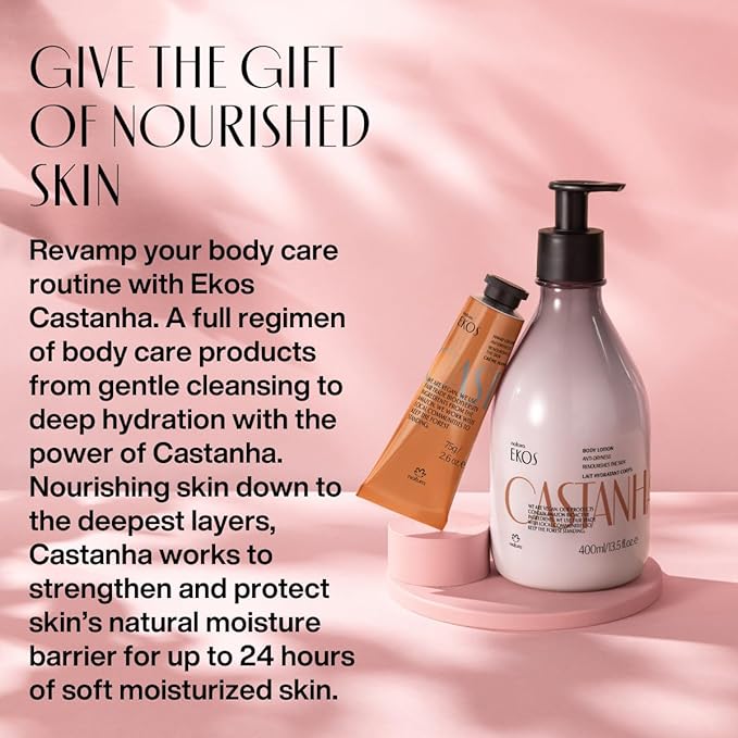 Natura - Ekos Castanha Collection Bio-Beauty Gift Set (4 Products) - Body Lotion, Hand Cream, Foot Cream, Shower Gel - Gift Box - Vegan Skin Care - Brazilian Beauty Secrets - Self Care & Body Care