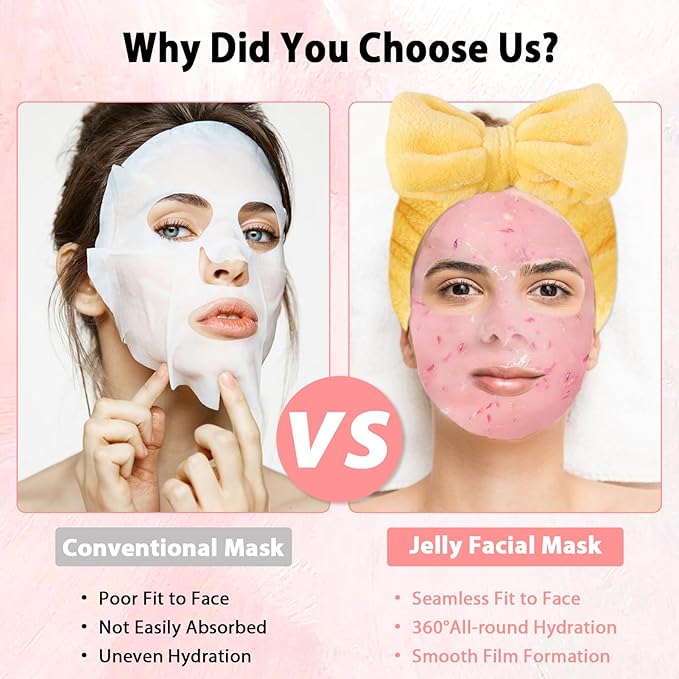 Jelly Masks Set for Facials Professional Spa,10 Pack Jelly Mask Powder with Mixing Bowl Set, Peel Off Hydrojelly Mask for Hydrating, Nourishing & Soothing, Gift for Women
