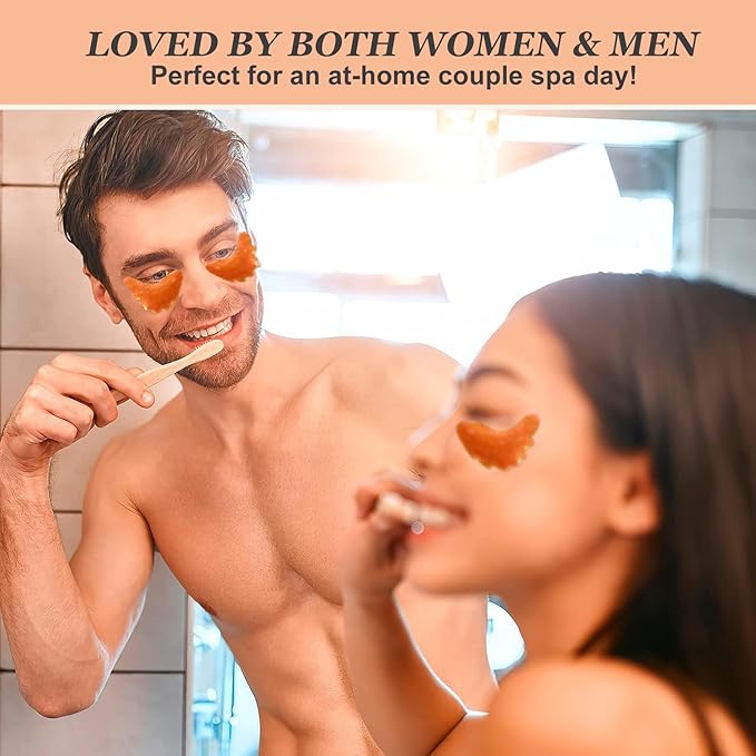 MOND'SUB Under Eye Mask - 6 Pairs Orange Crystal Eye Mask for Sleeping- Puffy Eyes & Dark Circles Treatments with Hyaluronic Acid, Reduce Under Eye Bags and Smooth Wrinkles, Brighten Complexion