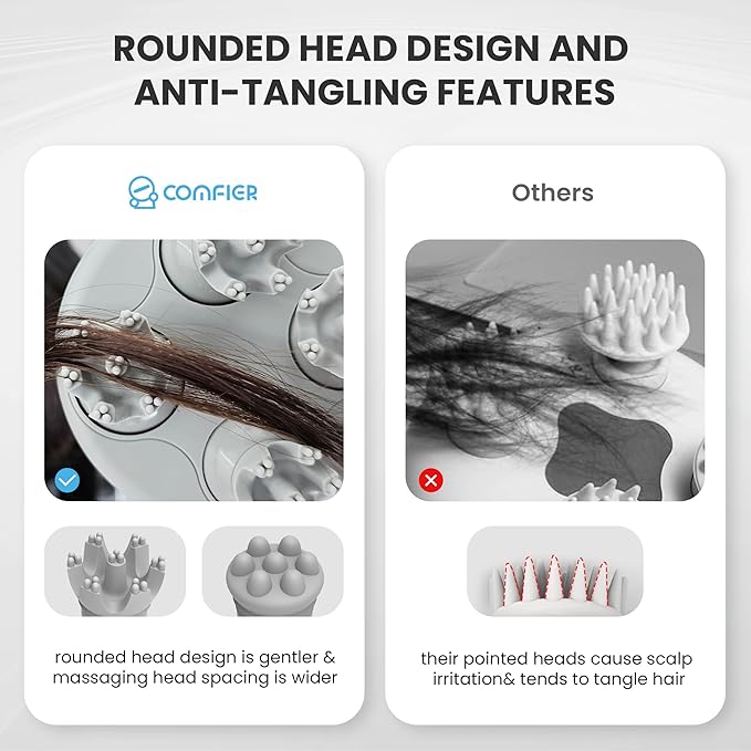 COMFIER Cordless Scalp Massager Hair Growth,Electric Head Massager Scalp Stress Relax with 8 Massage Claws,Waterproof Hair Massager Scalp,Cat Massager,Gifts for Him Her