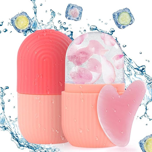 Ice Facial Roller Ice Massage Cup for Face Eye Cold Massage (Pink)