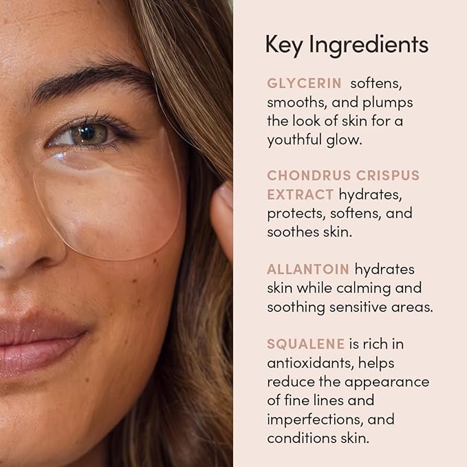 Eye Masks - Softening and Smoothing Under Eye Masks - All Skin Types, Vegan, Cruelty Free, Fragrance Free, 30 Count