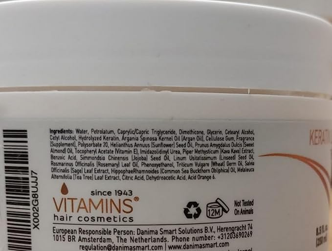 Vitamins Keratin Leave-In Conditioner and Hair Mask Kit - No Rinse Moisturizing Cream and Repair Treatment for Dry, Damaged, Curly, Wavy, Straight, Thick & Coarse Hair - Pro Salon Hair Care