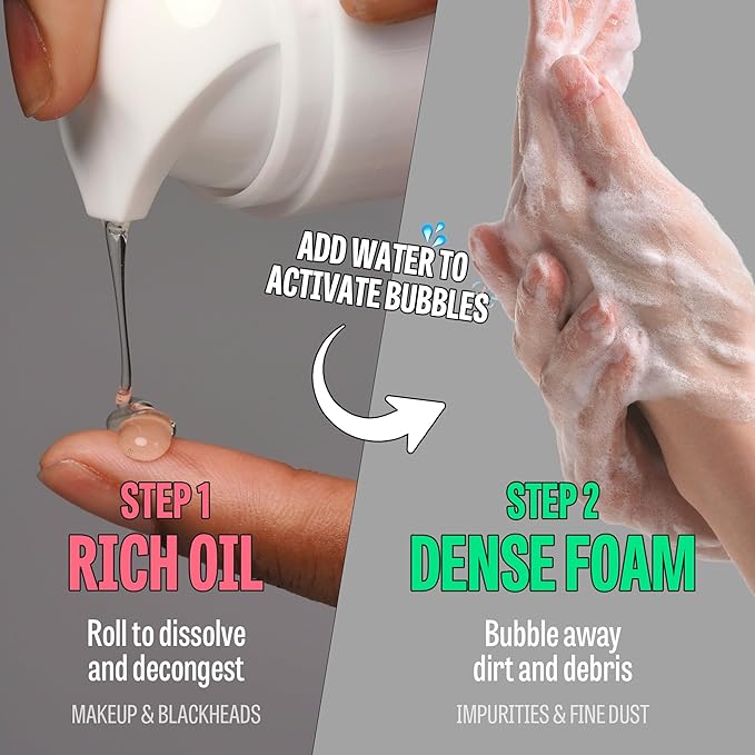 K-Beauty Rose Vitamin + Cica Biome Foam Gift Set | Daily Face Wash - Oil Based Cleanser to Foam | Korean Skin Care for Dry Sensitive Skin | Face Cleanser Bundle