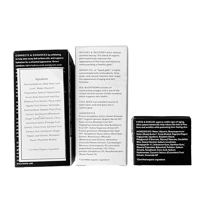 Naked & Thriving Restorative Night Routine | Renew Night Serum (30 mL) + Revive Eye Cream (15 mL) + Rejuvenate Face Oil (35 mL) with Peptides, Squalane, Hyaluronic Acid, and Fruit AHAs (Set of 3)